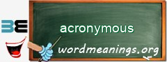 WordMeaning blackboard for acronymous